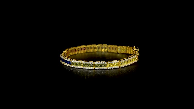 Simulated Multi Color Diamond Tennis Bracelet in Vermeil Yellow Gold Over Sterling Silver (6.50 In) 12.75 ctw