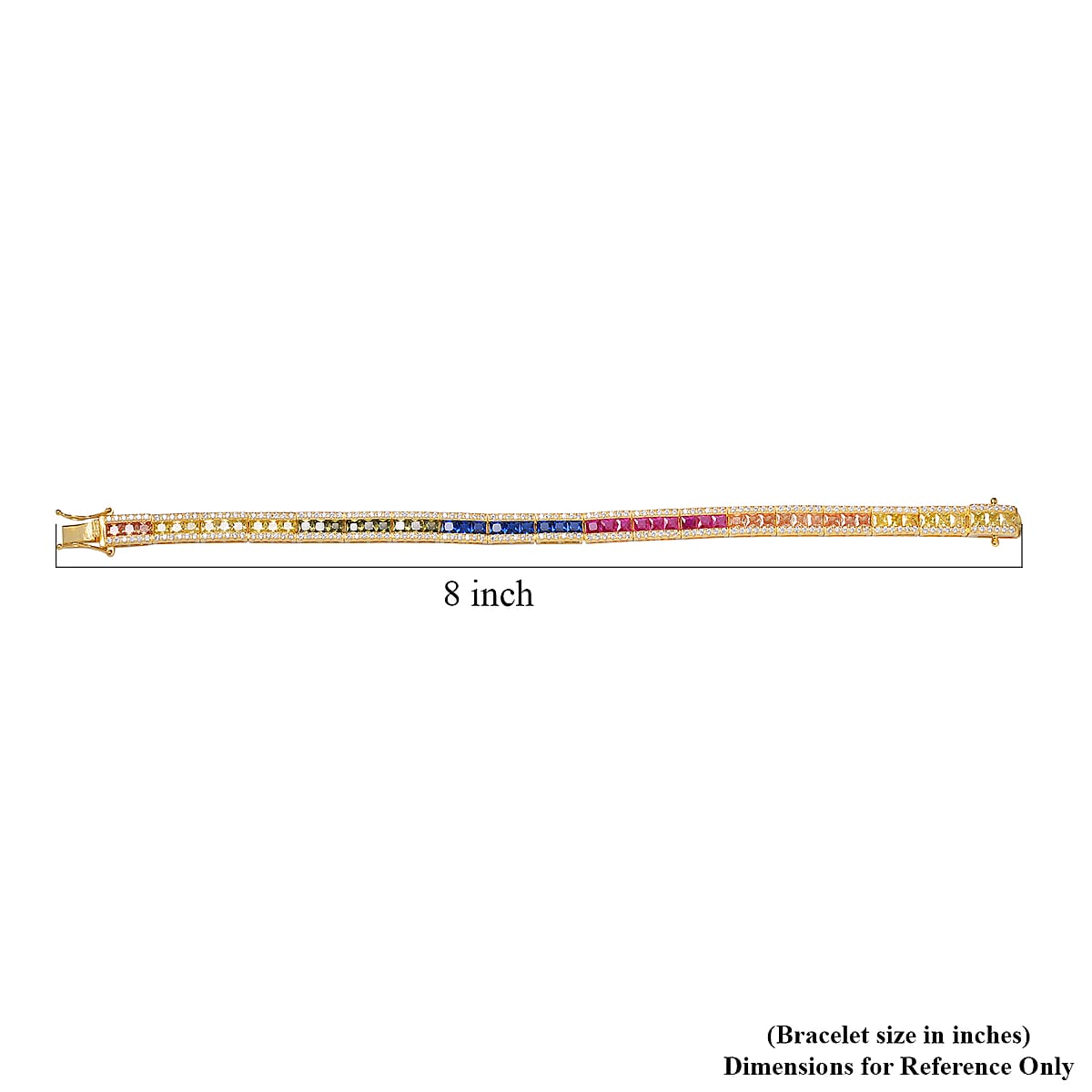Simulated Multi Color Diamond Tennis Bracelet in Vermeil Yellow Gold Over Sterling Silver (6.50 In) 12.75 ctw image number 3