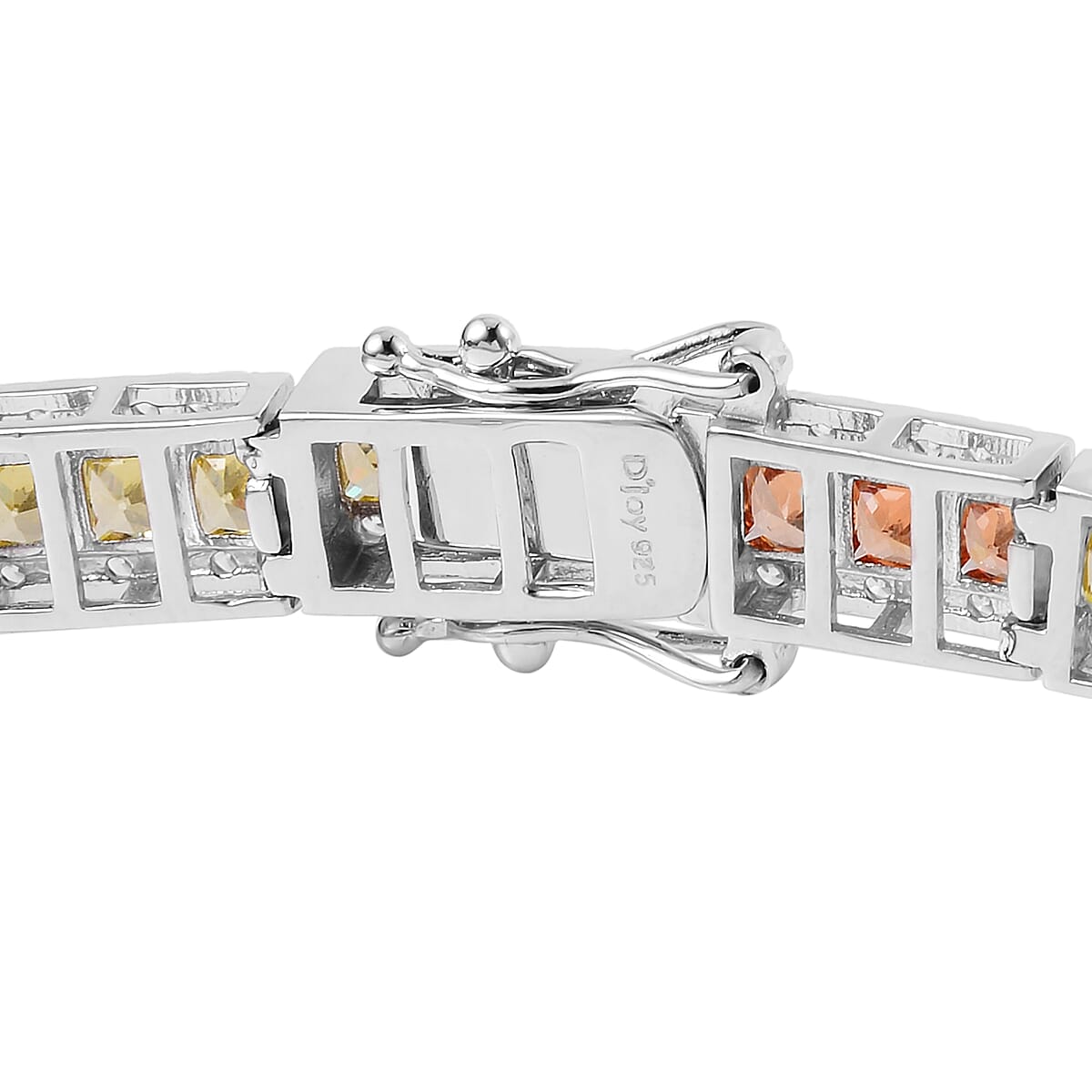 Simulated Multi Color Diamond Tennis Rainbow Bracelet in Rhodium Over Sterling Silver (6.50 In) 12.75 ctw image number 2