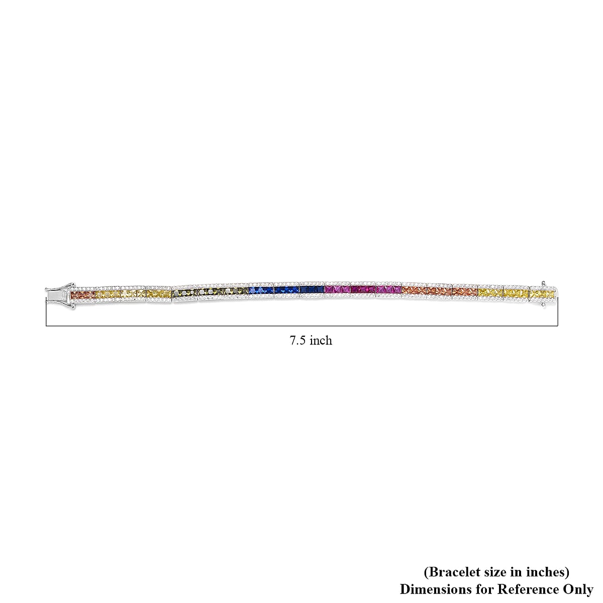 Simulated Multi Color Diamond Tennis Rainbow Bracelet in Rhodium Over Sterling Silver (6.50 In) 12.75 ctw image number 3