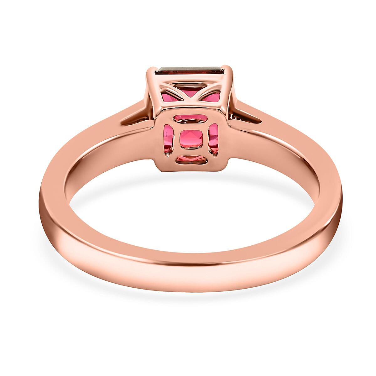 Certified & Appraised Iliana 18K Rose Gold AAA Asscher Cut Ouro Fino Rubellite and G-H I2 Diamond Ring (Size 7.0) 4.30 Grams 1.75 ctw image number 4