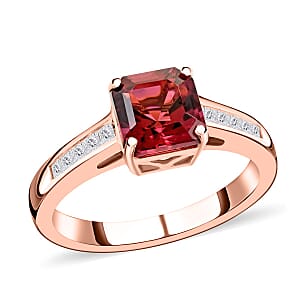 Certified & Appraised Iliana 18K Rose Gold AAA Asscher Cut Ouro Fino Rubellite and G-H I2 Diamond Ring (Size 8.0) 4.30 Grams 1.75 ctw