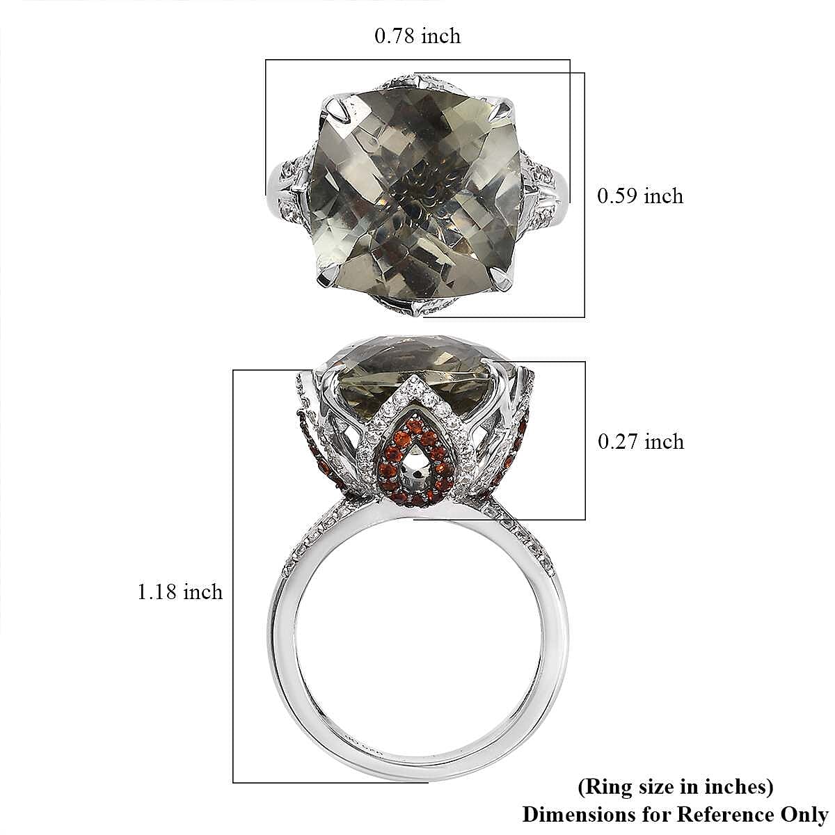 GP Bella Italia Collection AAA Montezuma Prasiolite and Multi Gemstone Ring in Platinum Over Sterling Silver (Size 10.0) 12.00 ctw