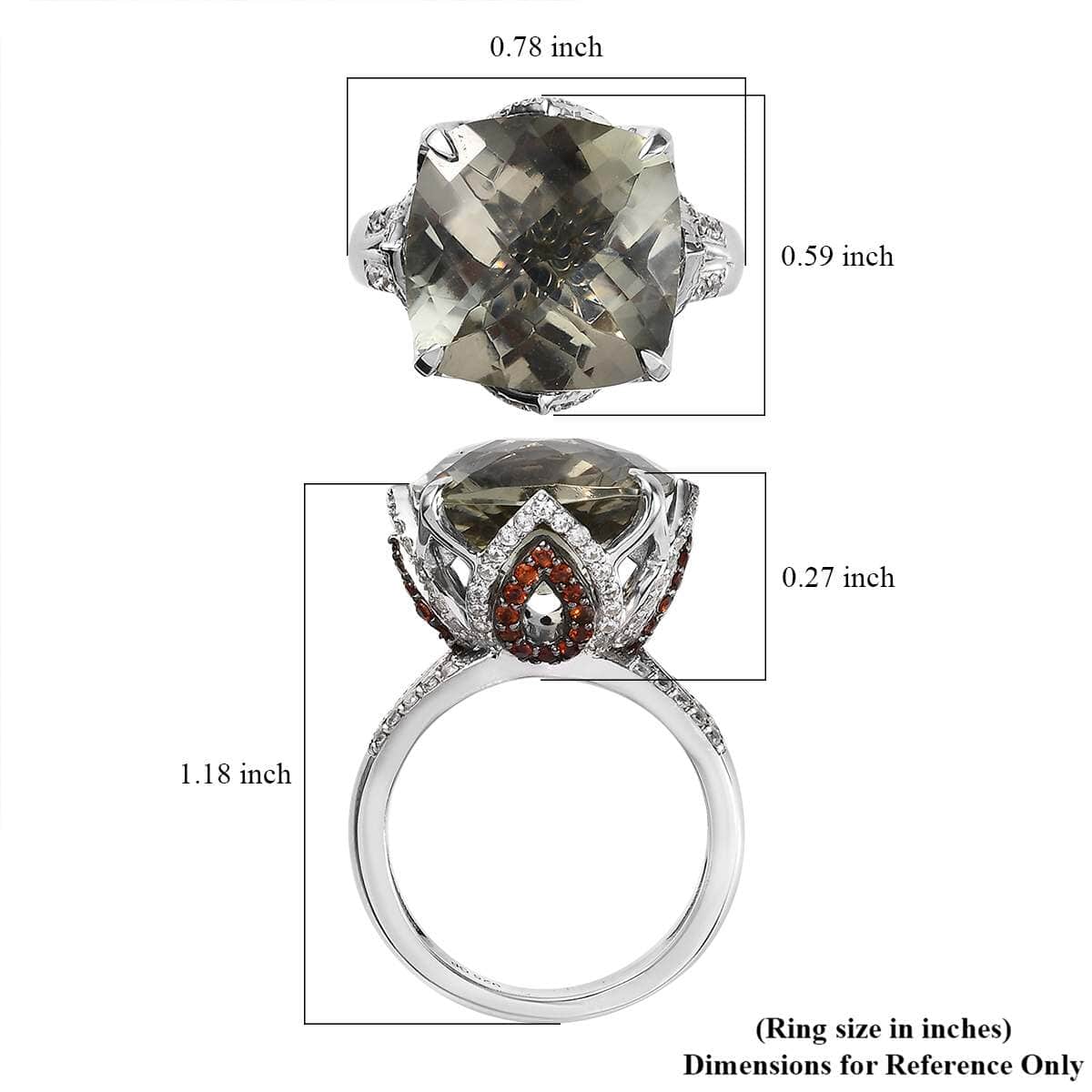 GP Bella Italia Collection AAA Montezuma Prasiolite and Multi Gemstone Ring in Platinum Over Sterling Silver (Size 10.0) 12.00 ctw image number 5