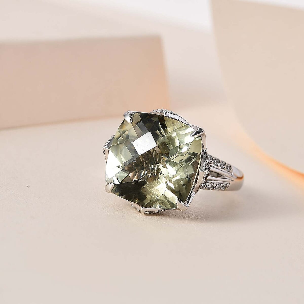 GP Bella Italia Collection AAA Montezuma Prasiolite and Multi Gemstone Ring in Platinum Over Sterling Silver (Size 9.0) 12.00 ctw image number 1