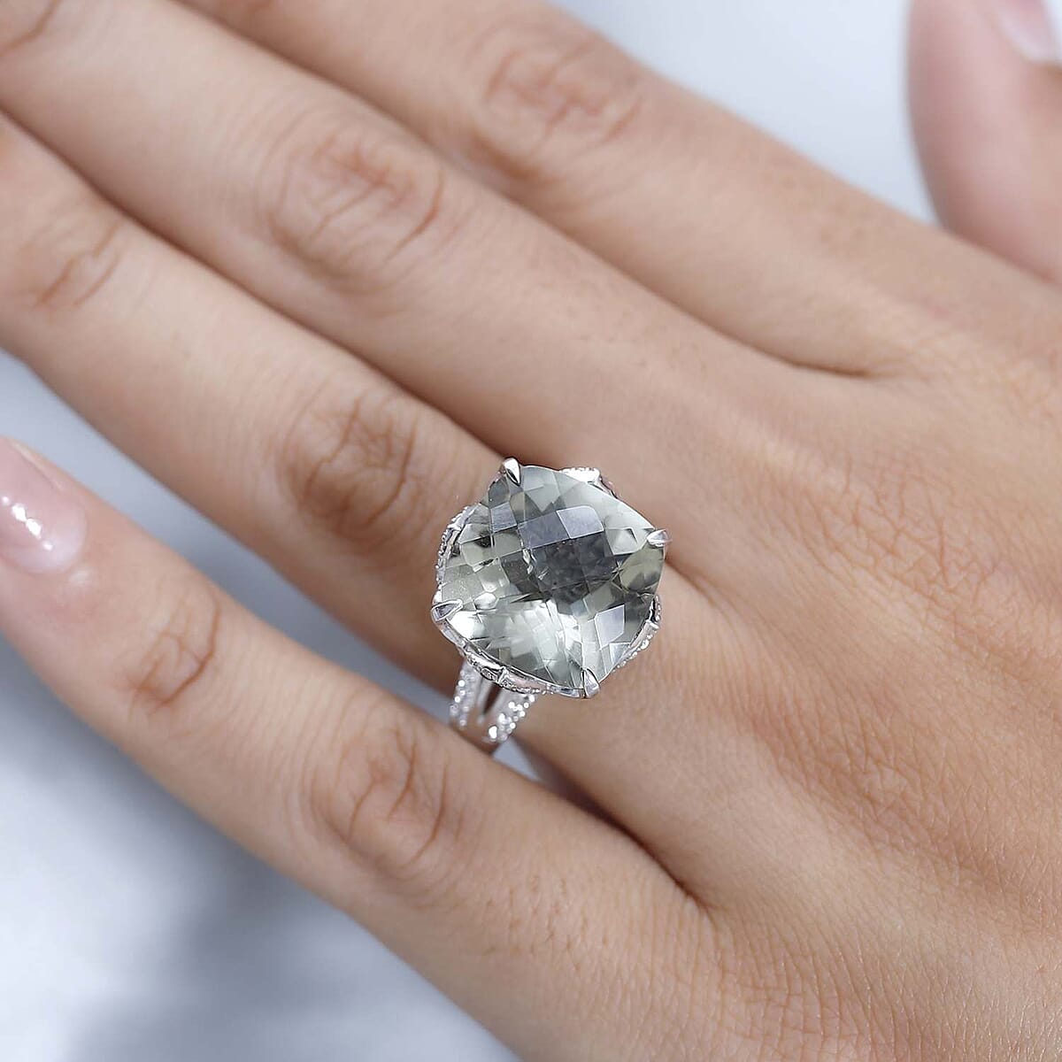 GP Bella Italia Collection AAA Montezuma Prasiolite and Multi Gemstone Ring in Platinum Over Sterling Silver (Size 9.0) 12.00 ctw image number 2