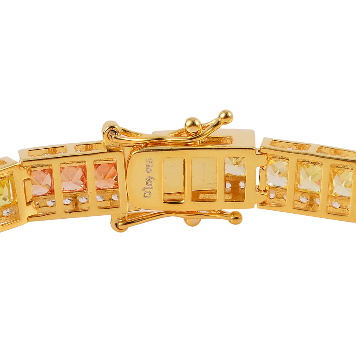 Simulated Multi Color Diamond Tennis Rainbow Bracelet in Vermeil Yellow Gold Over Sterling Silver (7.25 In) 14.20 ctw image number 2