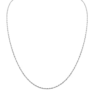 Rhodium Over Sterling Silver Chain Necklace (24 Inches) 3.21 Grams