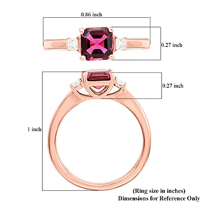 Certified & Appraised Iliana 18K Rose Gold AAA Asscher Cut Ouro Fino Rubellite and G-H I2 Diamond Ring (Size 10.0) 1.40 ctw