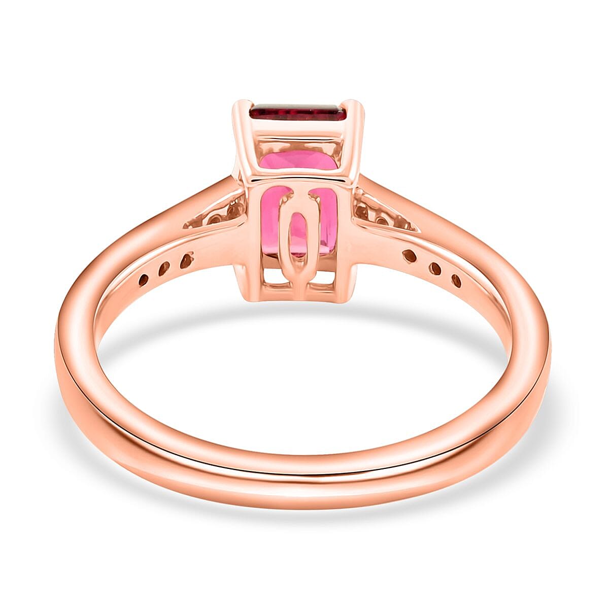 Certified & Appraised Luxoro 14K Rose Gold AAA Ouro Fino Rubellite and G-H I2 Diamond Ring (Size 10.0) 1.50 ctw