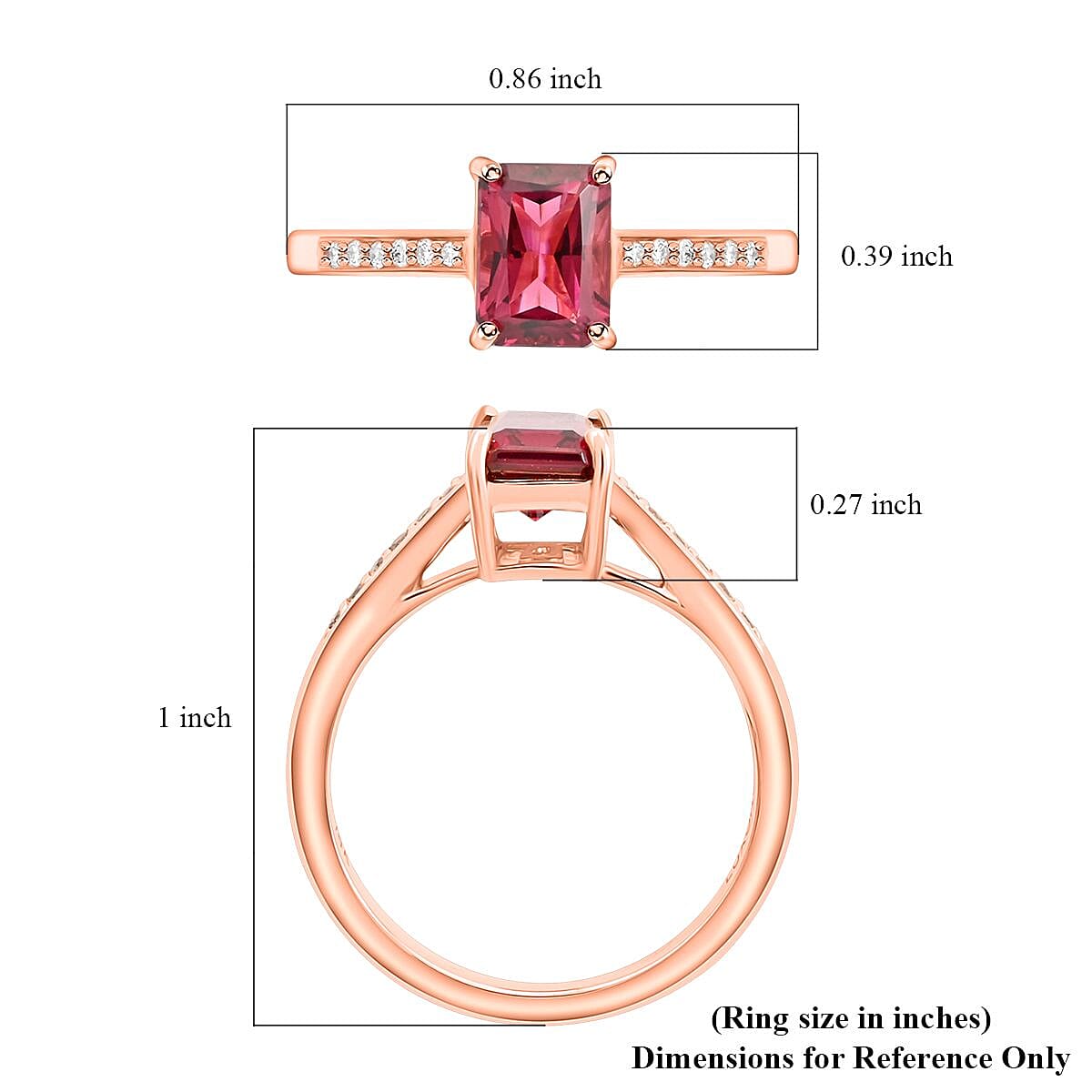 Certified & Appraised Luxoro 14K Rose Gold AAA Ouro Fino Rubellite and G-H I2 Diamond Ring (Size 10.0) 1.50 ctw