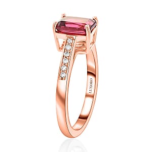 Certified & Appraised Luxoro 14K Rose Gold AAA Ouro Fino Rubellite and G-H I2 Diamond Ring (Size 6.0) 1.50 ctw