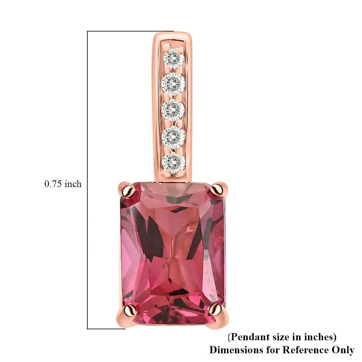 Certified & Appraised Luxoro 14K Rose Gold AAA Ouro Fino Rubellite and G-H I2 Diamond Pendant 1.50 ctw