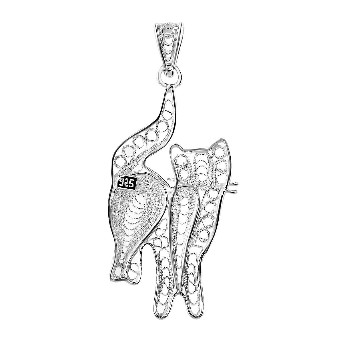 Artistry Tarakashi Collection Cat Pendant without Chain in Sterling Silver 1.75 Grams