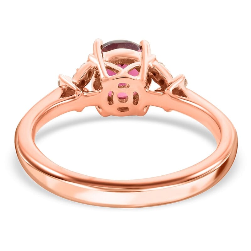 Certified & Appraised Luxoro 14K Rose Gold AAA Ouro Fino Rubellite and G-H I2 Diamond Ring (Size 10.0) 1.00 ctw