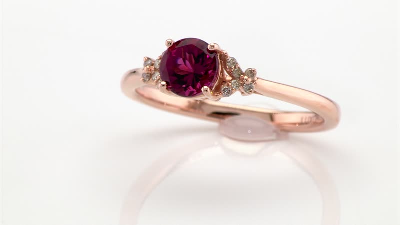 Certified & Appraised Luxoro 14K Rose Gold AAA Ouro Fino Rubellite, Diamond (G-H, I2) Ring (Size 10.0) 1.00 ctw