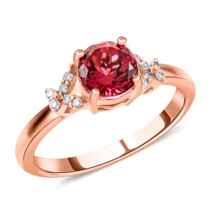 Certified & Appraised Luxoro 14K Rose Gold AAA Ouro Fino Rubellite and G-H I2 Diamond Ring (Size 7.0) 1.00 ctw