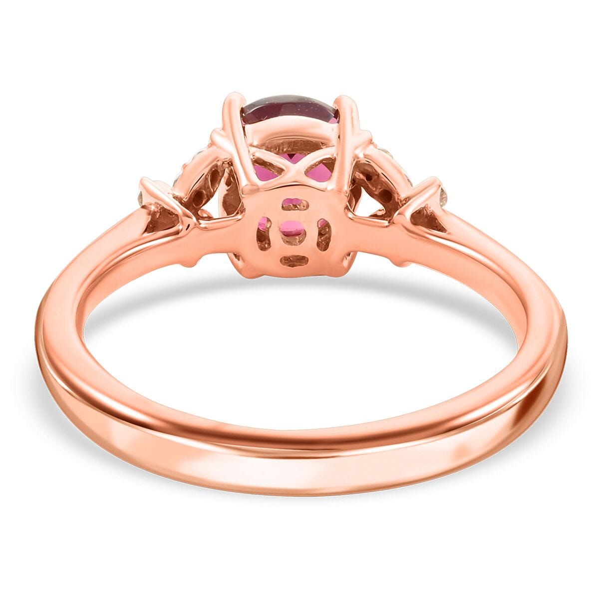 Certified & Appraised Luxoro 14K Rose Gold AAA Ouro Fino Rubellite and G-H I2 Diamond Ring (Size 7.0) 1.00 ctw image number 4