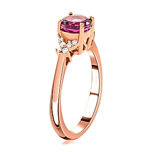 Certified & Appraised Luxoro 14K Rose Gold AAA Ouro Fino Rubellite and G-H I2 Diamond Ring (Size 9.0) 1.00 ctw