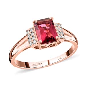 Certified & Appraised Luxoro 14K Rose Gold AAA Ouro Fino Rubellite and G-H I2 Diamond Ring (Size 10.0) 1.80 ctw