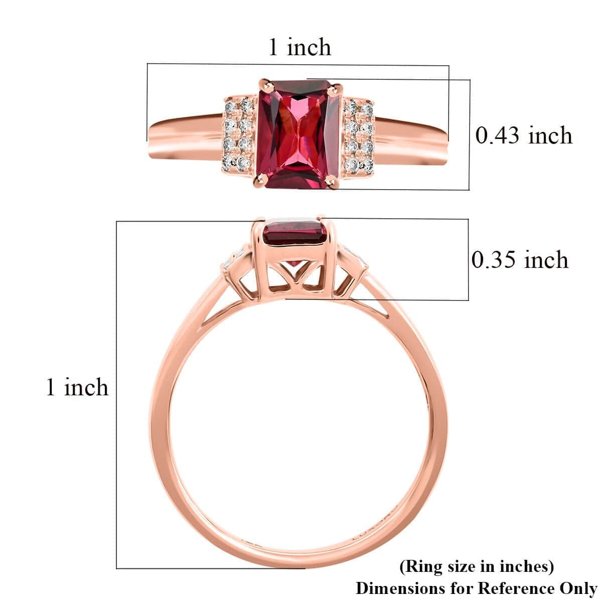 Luxoro 14K Rose Gold AAA Ouro Fino Rubellite and G-H I2 Diamond Ring (Size 10.0) 1.80 ctw image number 5