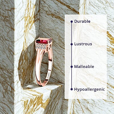 Certified & Appraised Luxoro 14K Rose Gold AAA Ouro Fino Rubellite and G-H I2 Diamond Ring (Size 7.0) 1.80 ctw