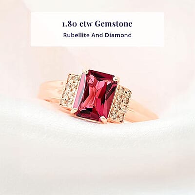 Certified & Appraised Luxoro 14K Rose Gold AAA Ouro Fino Rubellite and G-H I2 Diamond Ring (Size 7.0) 1.80 ctw