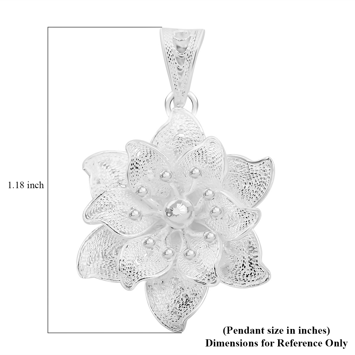 Artistry Tarakashi Collection Sterling Silver Peony Floral Pendant without Chain 3.25 Grams