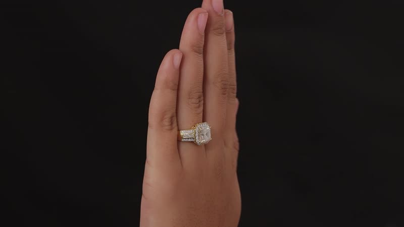 Asscher Cut Moissanite Ring in Vermeil Yellow Gold Over Sterling Silver (Size 10.0) 4.50 ctw