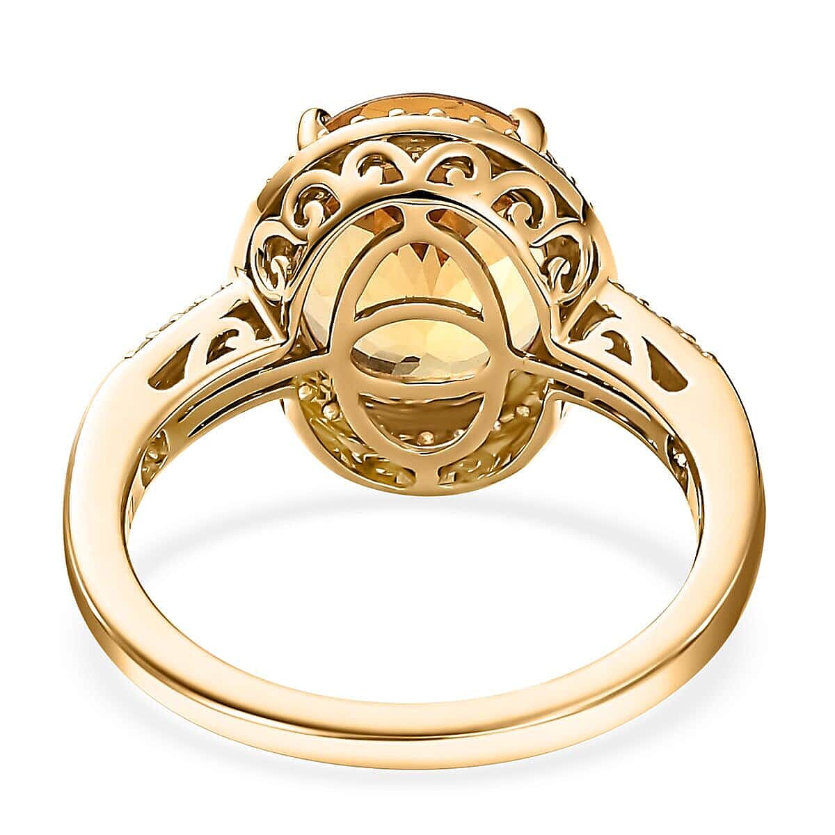 Luxoro 14K Yellow Gold AAA Brazilian Heliodor, Natural Yellow Diamond (I3) (0.20 cts) Halo Ring (Size 10.0) 4.10 ctw image number 4