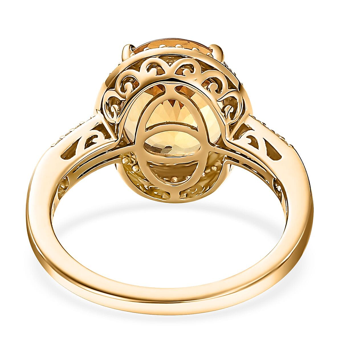 Luxoro 14K Yellow Gold AAA Brazilian Heliodor and Natural Yellow Diamond I3 Halo Ring (Size 8.0) 4.10 ctw image number 4