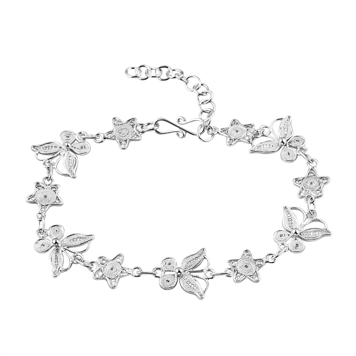 Artistry Tarakashi Collection Sterling Silver Butterfly Bracelet (7.25-7.75In) 6.90 Grams image number 0