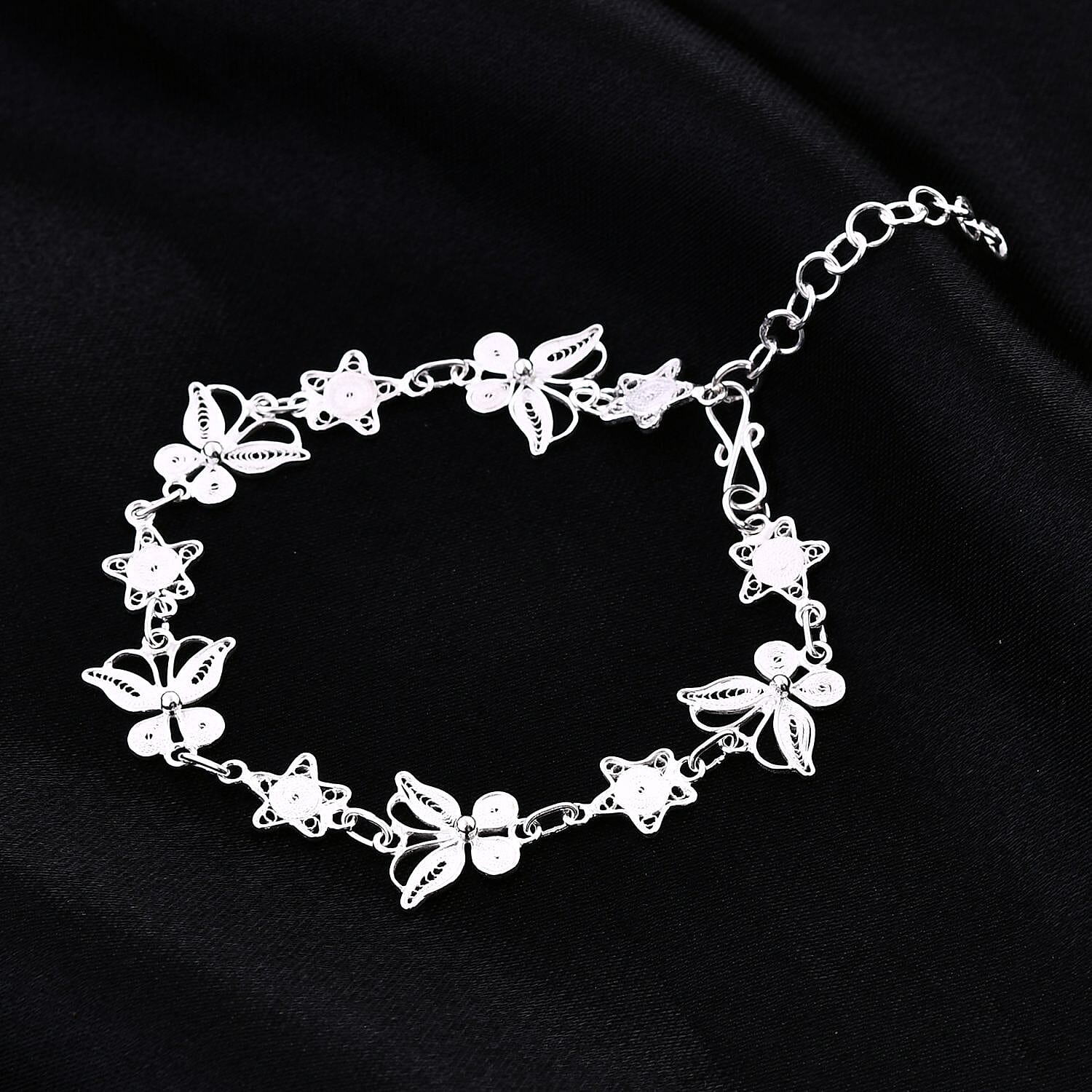 Artistry Tarakashi Collection Sterling Silver Butterfly Bracelet (7.25-7.75In) 6.90 Grams