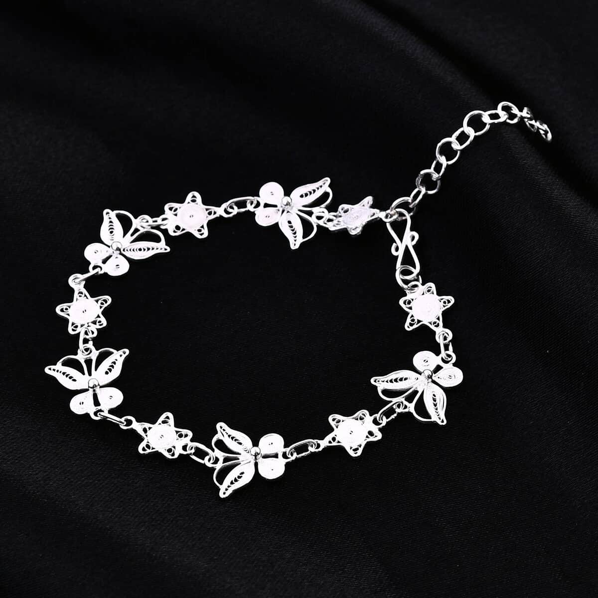 Artistry Tarakashi Collection Sterling Silver Butterfly Bracelet (7.25-7.75In) 6.90 Grams image number 2