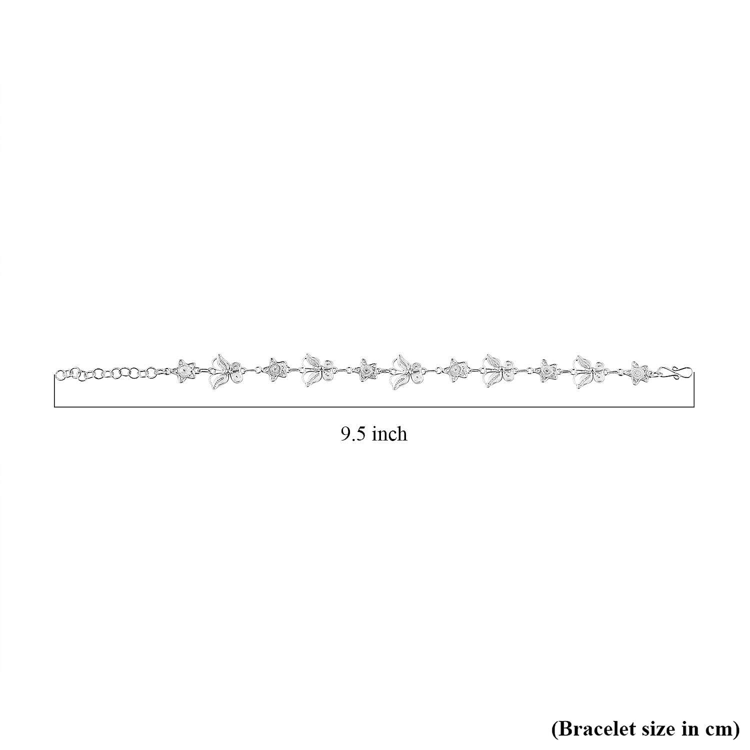 Artistry Tarakashi Collection Sterling Silver Butterfly Bracelet (7.25-7.75In) 6.90 Grams