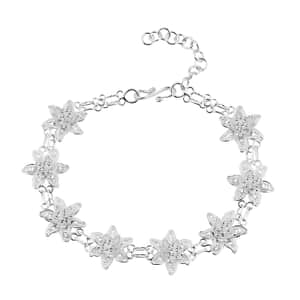 Artistry Tarakashi Collection Sterling Silver Floral Bracelet (7.25-9.0In) 8.90 Grams