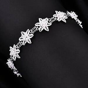 Artistry Tarakashi Collection Sterling Silver Floral Bracelet (7.25-9.0In) 8.90 Grams