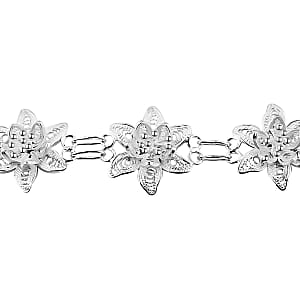 Artistry Tarakashi Collection Sterling Silver Floral Bracelet (7.25-9.0In) 8.90 Grams