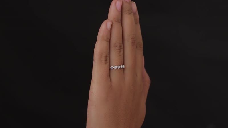 Moissanite 7 Stone Ring in Platinum Over Sterling Silver (Size 10.0) 0.75 ctw