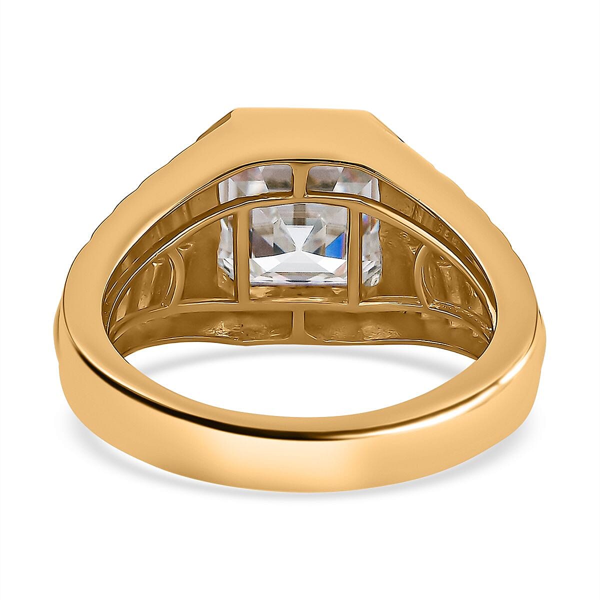 D'Joy Asscher Cut Moissanite Men's Ring in Vermeil Yellow Gold Over Sterling Silver (Size 10.0) 5.00 ctw