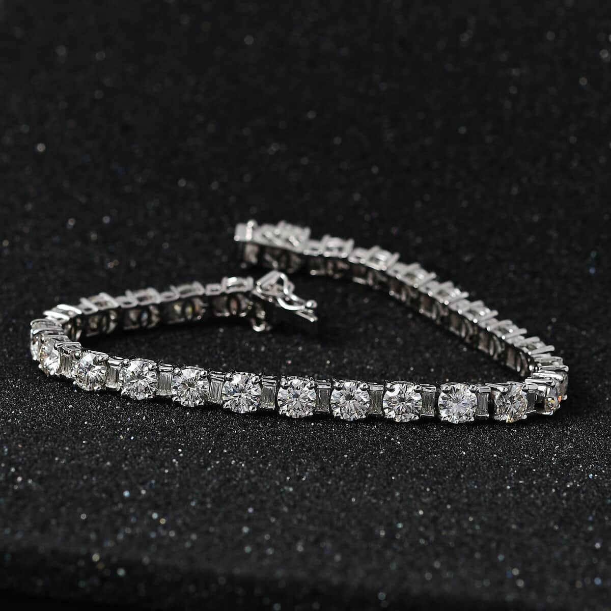 Moissanite Tennis Bracelet in Platinum Over Sterling Silver (7.25 In) 12.10 ctw image number 1