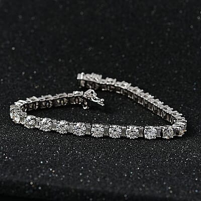 Moissanite Tennis Bracelet in Platinum Over Sterling Silver (7.25 In) 12.10 ctw
