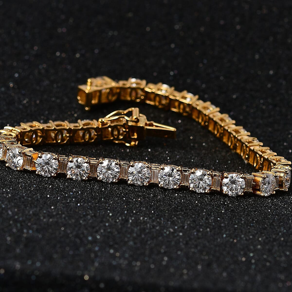 Moissanite Tennis Bracelet in Vermeil Yellow Gold Over Sterling Silver (7.25 In) 12.10 ctw image number 1