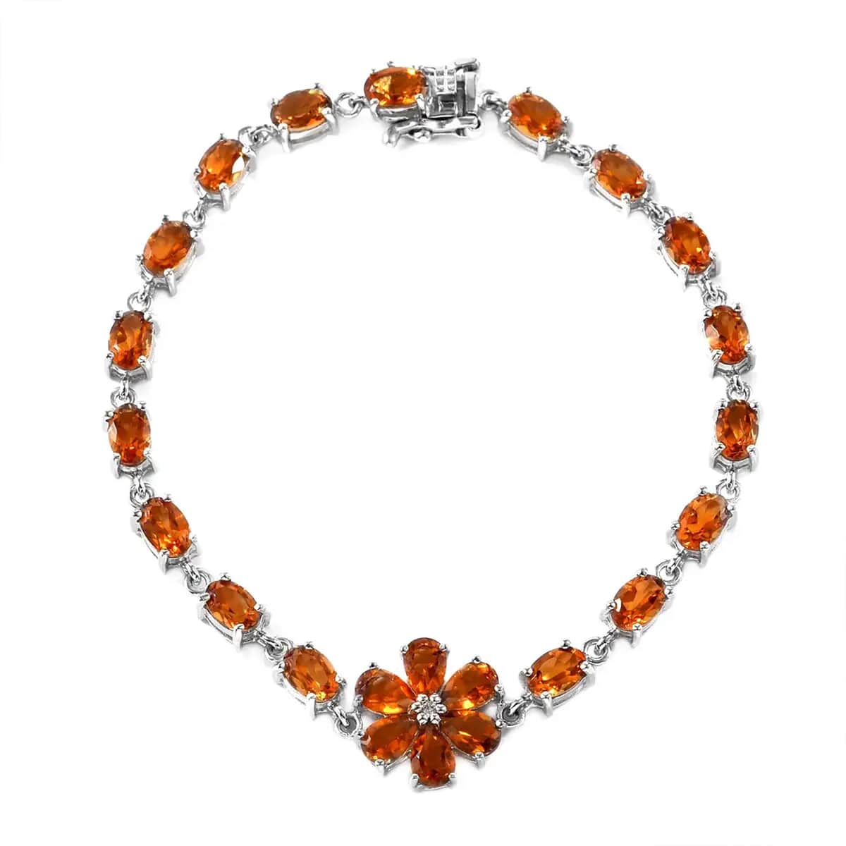 Santa Ana Madeira Citrine, White Zircon Floral Bracelet in Platinum Over Sterling Silver (6.50 In) 8.20 ctw image number 0