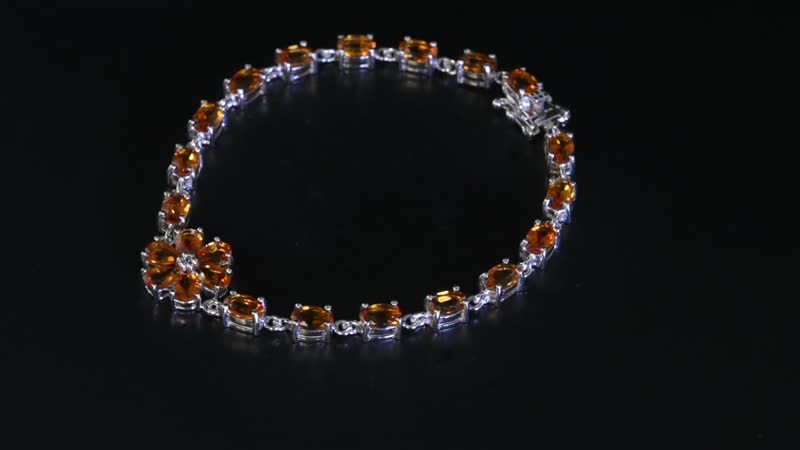 Santa Ana Madeira Citrine, White Zircon Floral Bracelet in Platinum Over Sterling Silver (6.50 In) 8.20 ctw
