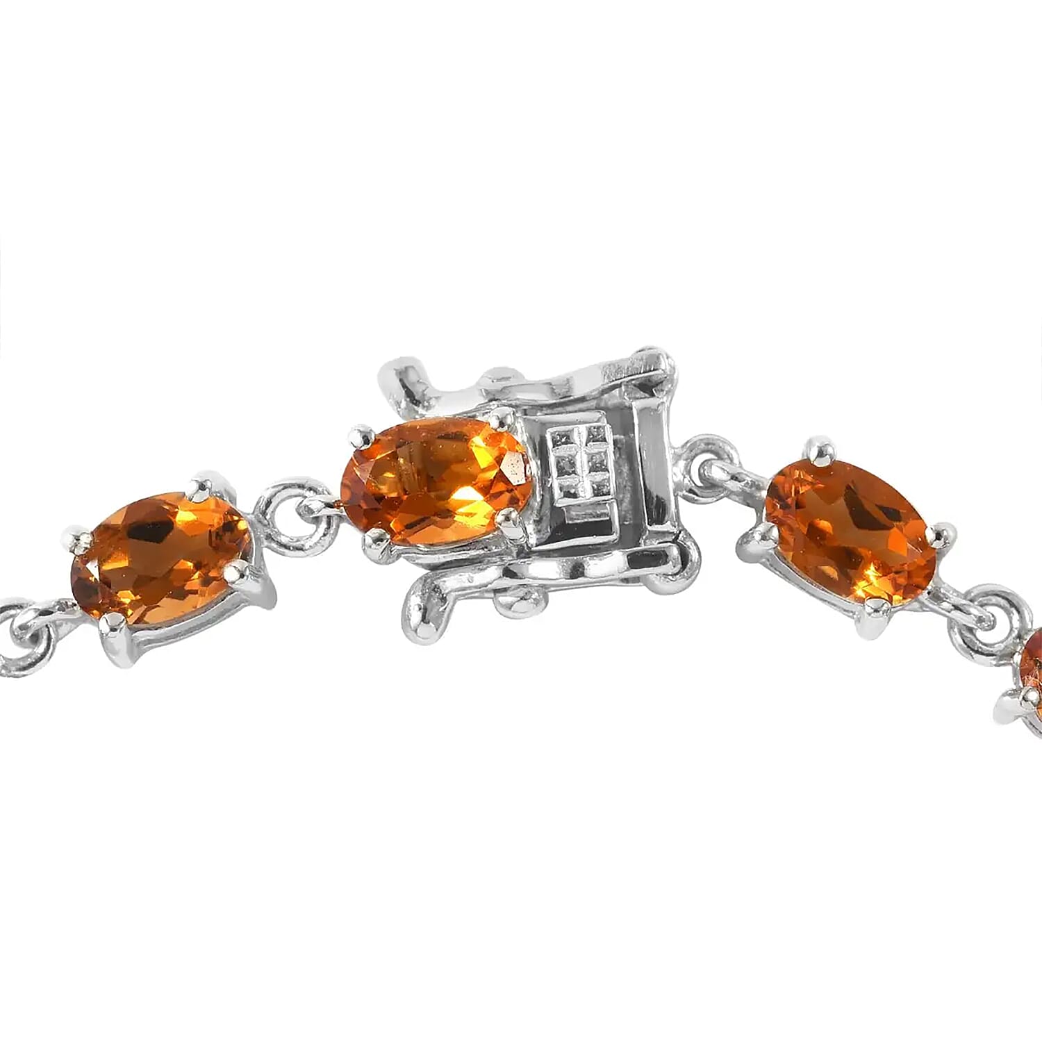 Santa Ana Madeira Citrine and White Zircon Floral Bracelet in Platinum Over Sterling Silver (6.50 In) 8.20 ctw