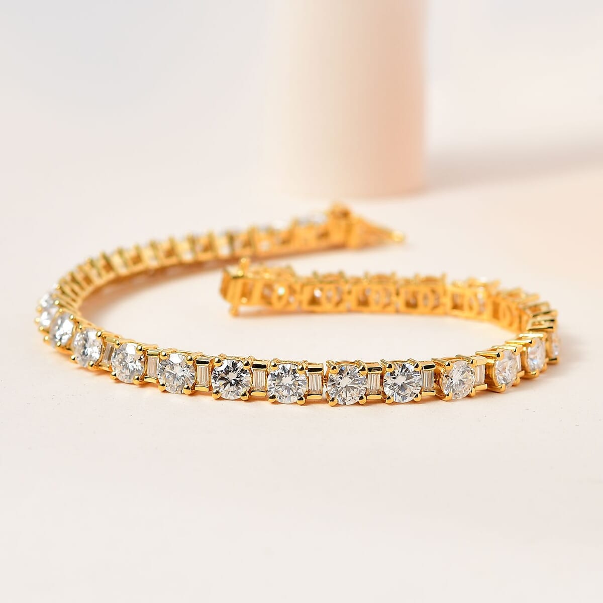 Moissanite Tennis Bracelet in Vermeil Yellow Gold Over Sterling Silver (8.00 In) 13.50 ctw image number 1