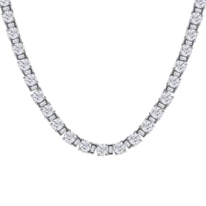 Moissanite (Rnd 5mm) Tennis Necklace 18 Inches in Platinum Over Sterling Silver 33.65 ctw