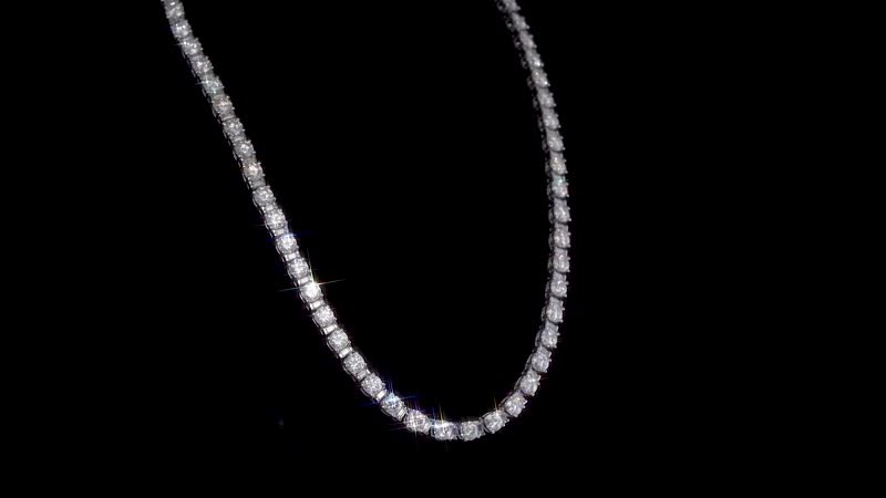 TLV Moissanite  Row Necklace (18 Inches) in Platinum Over Sterling Silver