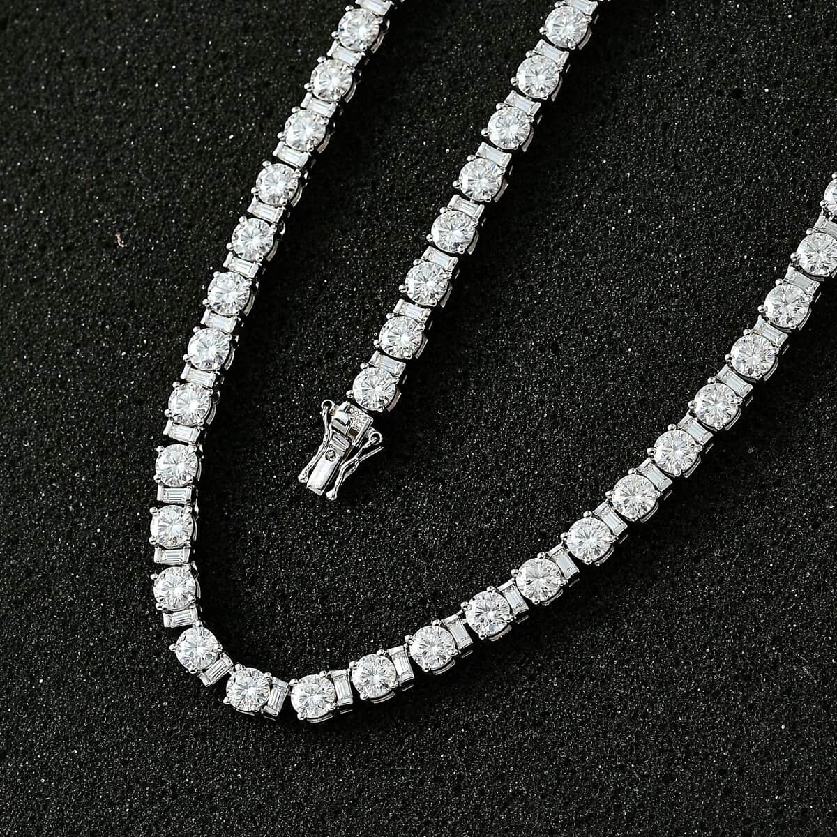 TLV Moissanite 2 Row Necklace (18 Inches) in Platinum Over Sterling Silver 26.25 ctw image number 1